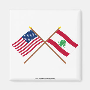 US und der Libanon gekreuzte Flaggen Magnet