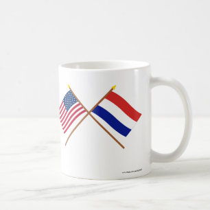 US und die Niederlande gekreuzte Flaggen Kaffeetasse