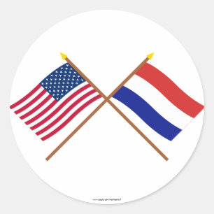 US und die Niederlande gekreuzte Flaggen Runder Aufkleber