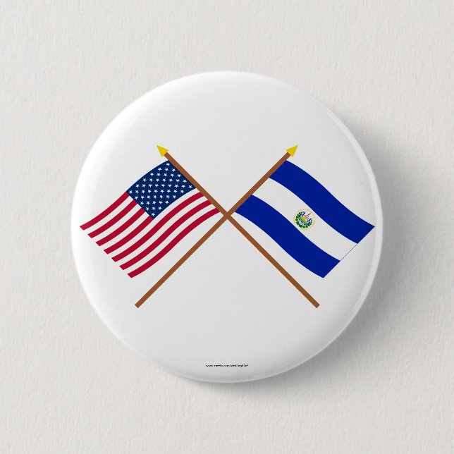 US und El Salvador gekreuzte Flaggen Button (Vorderseite)