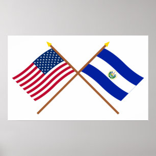 US und El Salvador gekreuzte Flaggen Poster