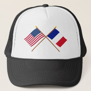 US und Frankreich gekreuzte Flaggen Truckerkappe