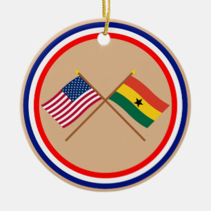 US und Ghana gekreuzte Flaggen Keramik Ornament