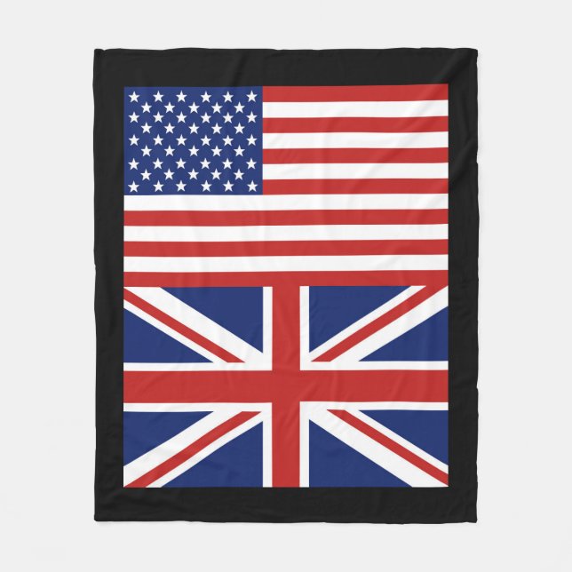 US und Großbritannien. Flaggen Fleecedecke (Vorderseite)