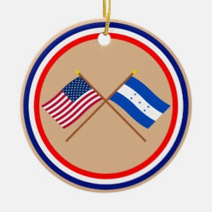 US und Honduras gekreuzte Flaggen Keramikornament