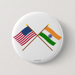 US und Indien gekreuzte Flaggen Button