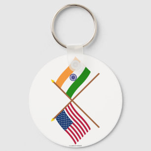 US und Indien gekreuzte Flaggen Schlüsselanhänger