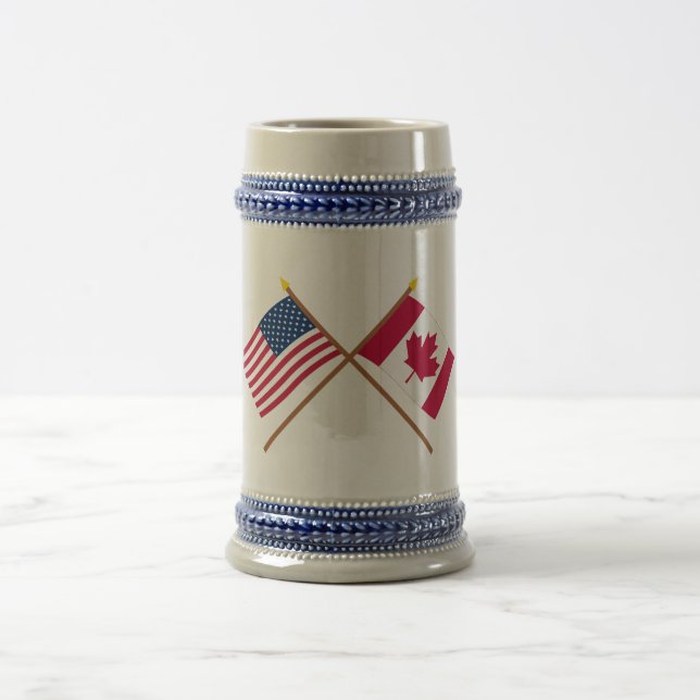 US und Kanada gekreuzte Flaggen Bierglas (Mittel)