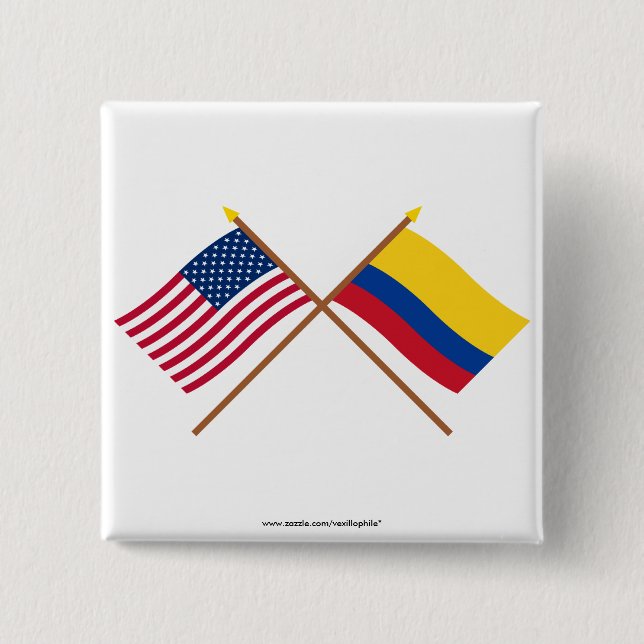 US und Kolumbien gekreuzte Flaggen Button (Vorderseite)