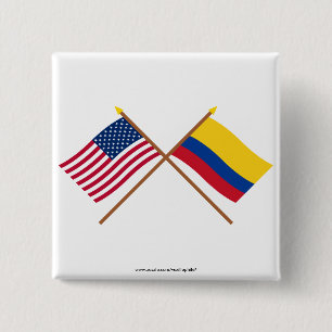 US und Kolumbien gekreuzte Flaggen Button