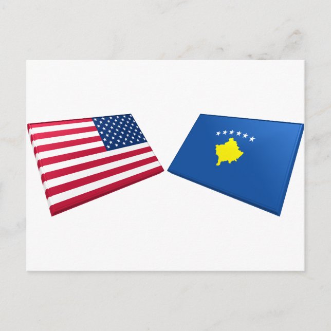 US- und Kosovo-Flaggen Postkarte (Vorderseite)