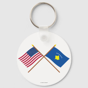 US und Kosovo gekreuzte Flaggen Schlüsselanhänger