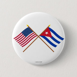 US und Kuba gekreuzte Flaggen Button