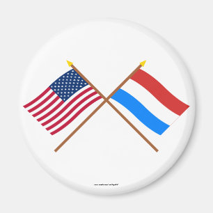 US und Luxemburg gekreuzte Flaggen Magnet