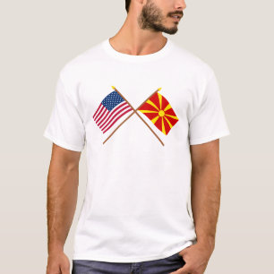 US und Mazedonien gekreuzte Flaggen T-Shirt