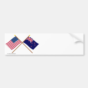 US und Neuseeland gekreuzte Flaggen Autoaufkleber