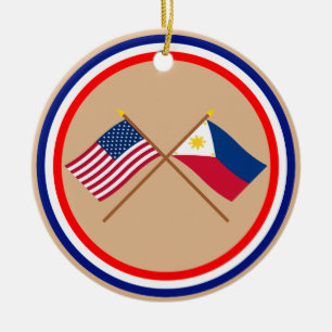 US und Philippinen gekreuzte Flaggen Keramikornament