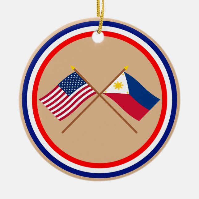 US und Philippinen gekreuzte Flaggen Keramikornament (Vorne)