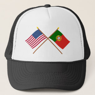 US und Portugal gekreuzte Flaggen Truckerkappe