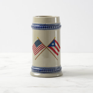 US und Puerto Rico gekreuzte Flaggen Bierglas