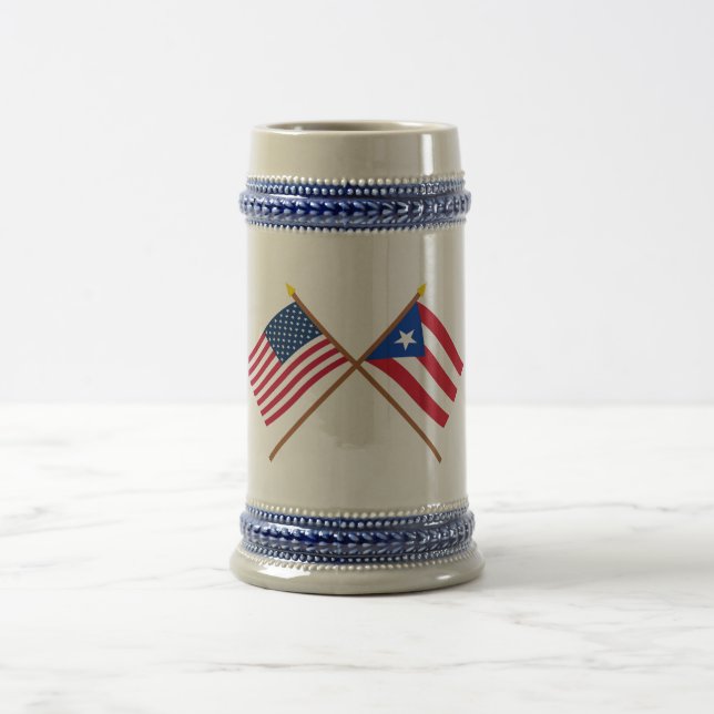 US und Puerto Rico gekreuzte Flaggen Bierglas (Mittel)