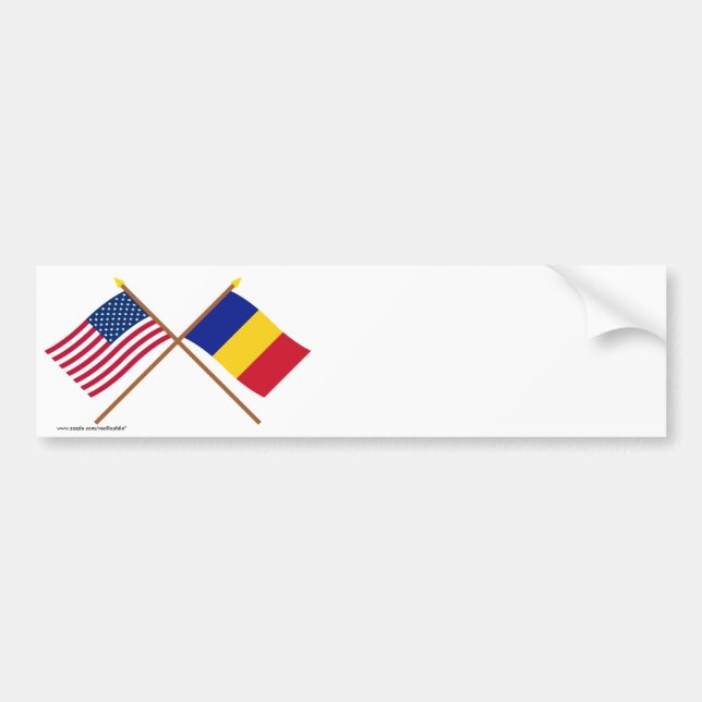 US und Rumänien gekreuzte Flaggen Autoaufkleber (Vorne)