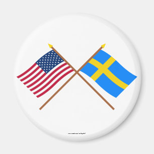US und Schweden gekreuzte Flaggen Magnet