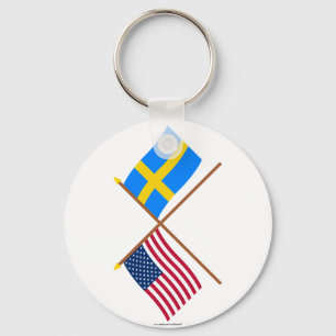 US und Schweden gekreuzte Flaggen Schlüsselanhänger