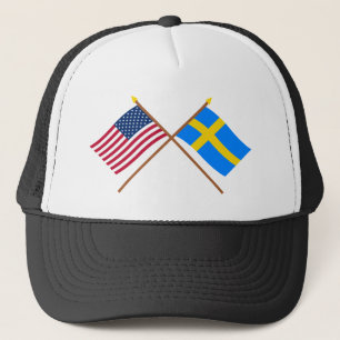US und Schweden gekreuzte Flaggen Truckerkappe