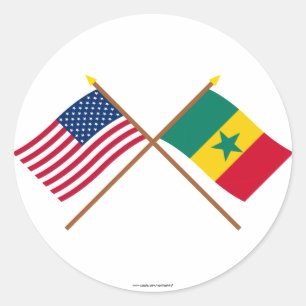 US und Senegal gekreuzte Flaggen Runder Aufkleber