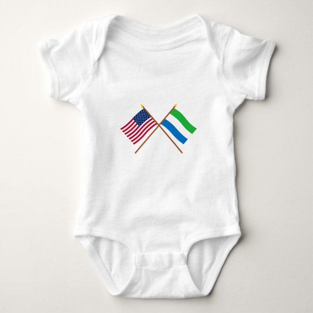 US und Sierra Leone gekreuzte Flaggen Baby Strampler (Vorderseite)