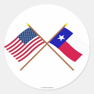 US und Texas gekreuzte Flaggen Runder Aufkleber