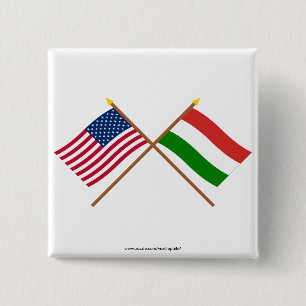 US und Ungarn gekreuzte Flaggen Button