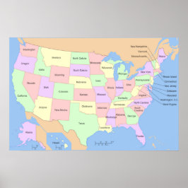 US USA Vereinigte Staaten Karte Poster