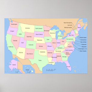 US USA Vereinigte Staaten Karte Poster