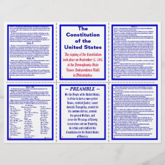 US-Verfassung Pocket Pamphlet / Lesezeichen Flyer