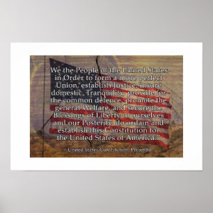 US-Verfassung Präambel über strukturiertem Hinterg Poster