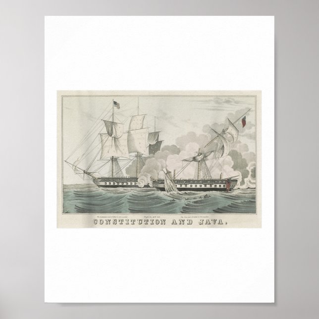 US-Verfassung und -amp; Hms Java Naval Battle Illu Poster (Vorne)