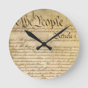 US-Verfassungsfreiheiten - kennen Sie Ihre Rechte! Runde Wanduhr
