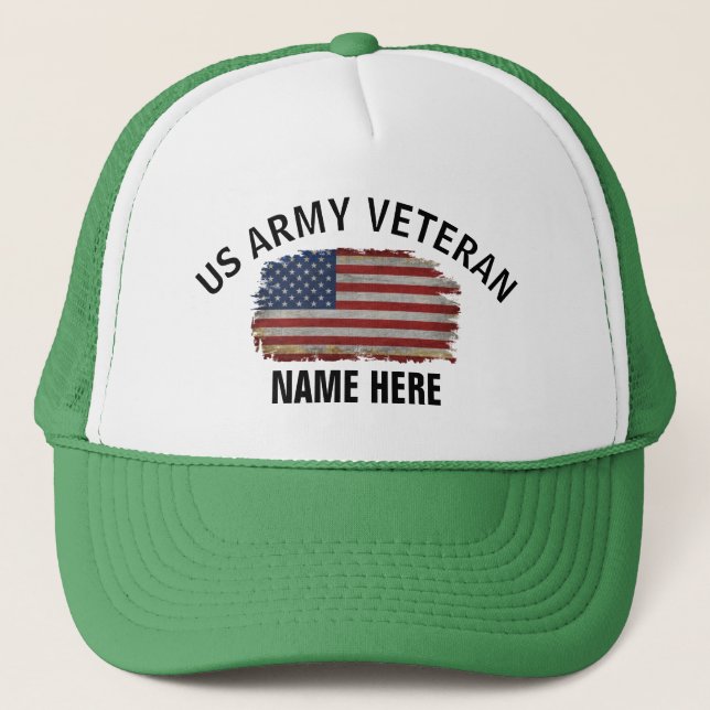 US-VETERAN-AMERIKANISCHE FLAG PERSONALISIERT TRUCKERKAPPE (Vorderseite)