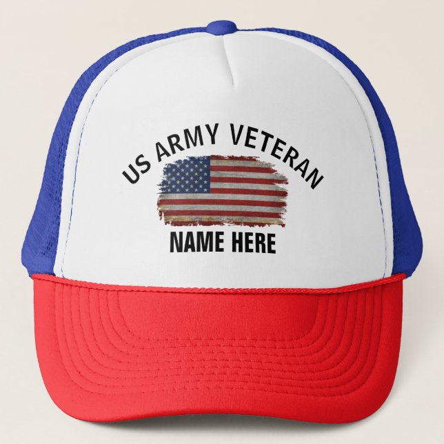 US-VETERAN-AMERIKANISCHE FLAG PERSONALISIERT TRUCKERKAPPE (Vorderseite)