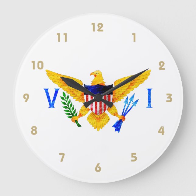 US VIRGIN ISLANDS FLAG GROßE WANDUHR (Vorderseite)