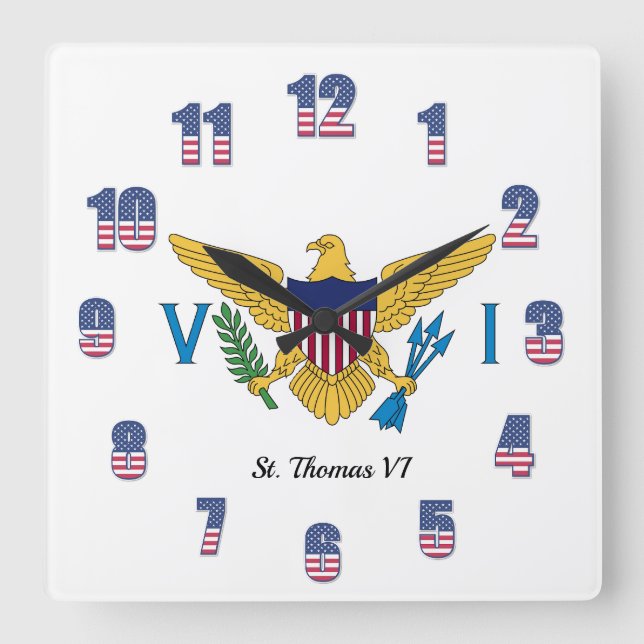 US Virgin Islands Flag Quadratische Wanduhr (Vorderseite)