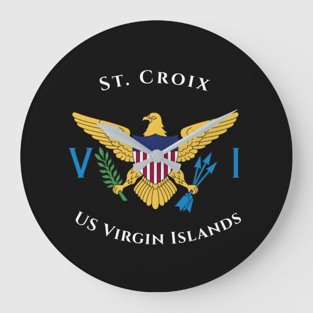 US Virgin Islands Flag St. Croix USVI Tropical   Große Wanduhr (Vorderseite)