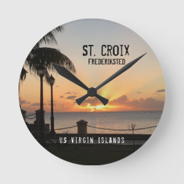 US Virgin Islands St. Cross Usvi Tropical Sunset Runde Wanduhr