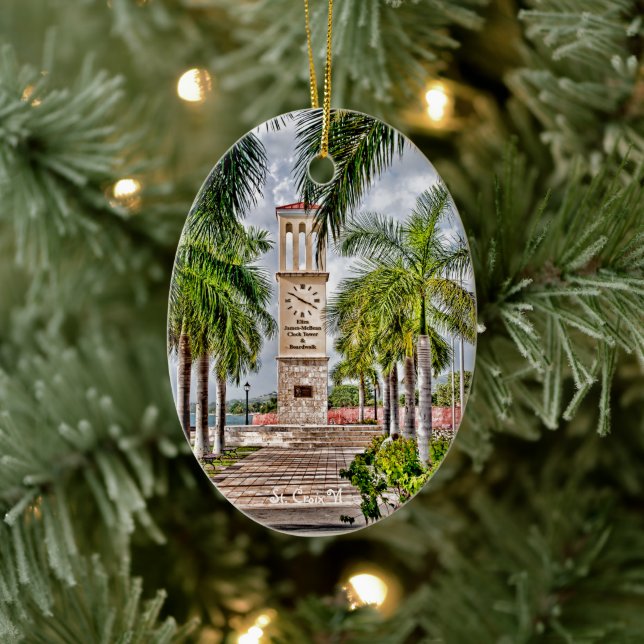 US Virgin Islands St. Kreuz USVI Clock Tower Keramik Ornament (Baum)