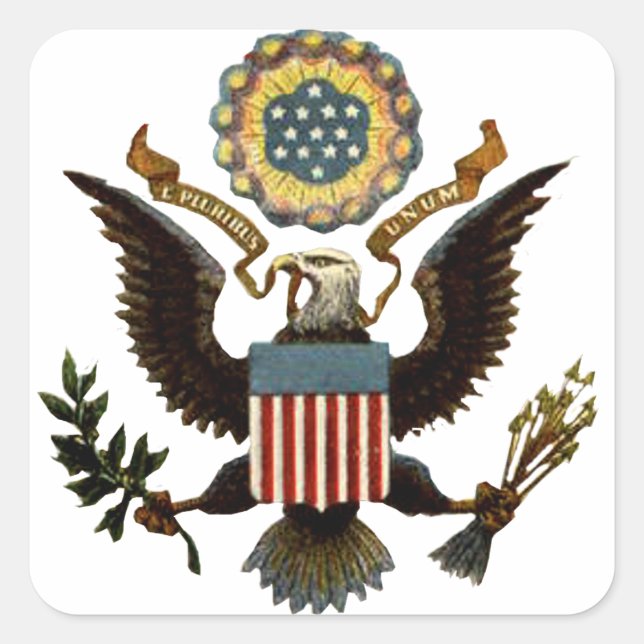 US-WAFFENSCHEIN QUADRATISCHER AUFKLEBER (Vorderseite)