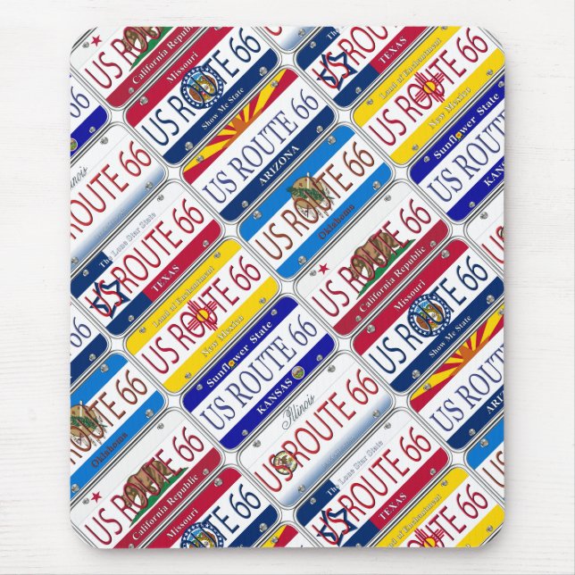 US-WEG 66 aller 8 Staats-Eitelkeits-Teller Mousepad (Vorne)