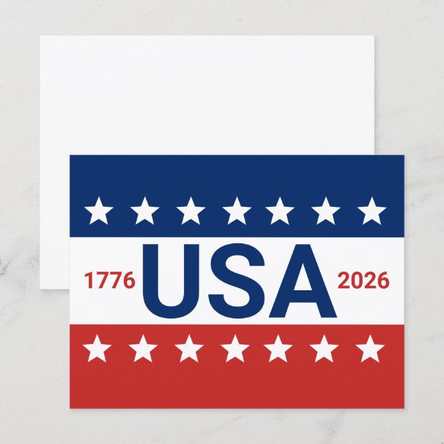USA 1776 2026 250 Jubiläum Red White Blue Postkarte (Vorne/Hinten)