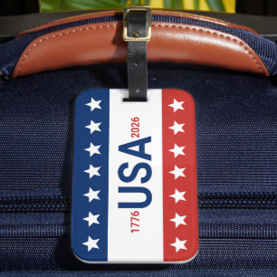 USA 1776 2026 250. Jubiläum Rot Weiß Blau Gepäckanhänger